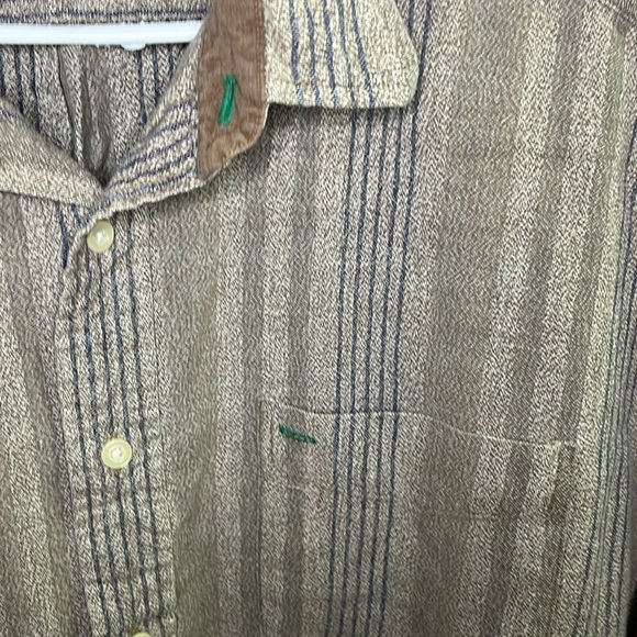 Tommy Hilfiger, vintage men’s dress shirt, cactus style brown & blue stripes XL - Picture 4 of 6